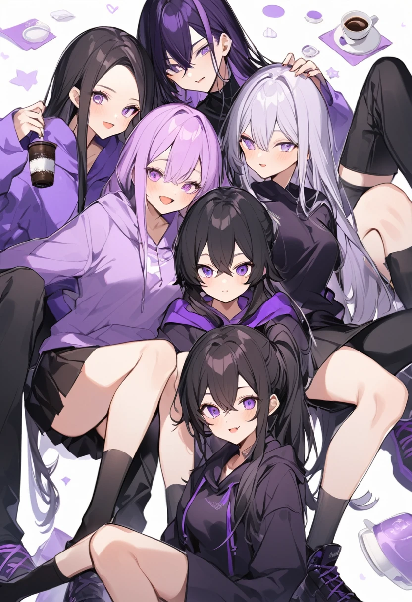 highest quality, More detailed, 8K, Bright city, (Five Girls), big hoodie, Dabo Dabo hoodie, No underwear, whole body, (blush:1.2), ((Pussy juice:1.3)), (Sexual pleasure expression:1.4), lily, My crotch is wet, Kissing, Are standing, (inserting a dildo:1.2)