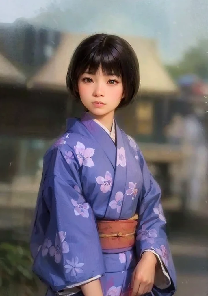 Close-up of a girl wearing a kimono, Beautiful character drawings, Painted in an anime artist's studio, Created by Anime Painter Studio, Traditional Japanese concept art, Anime realism style, inspired by Kaii Higashiyama, Adorable digital painting, Realistic cute girl drawing, inspired by Matsumura Goshun