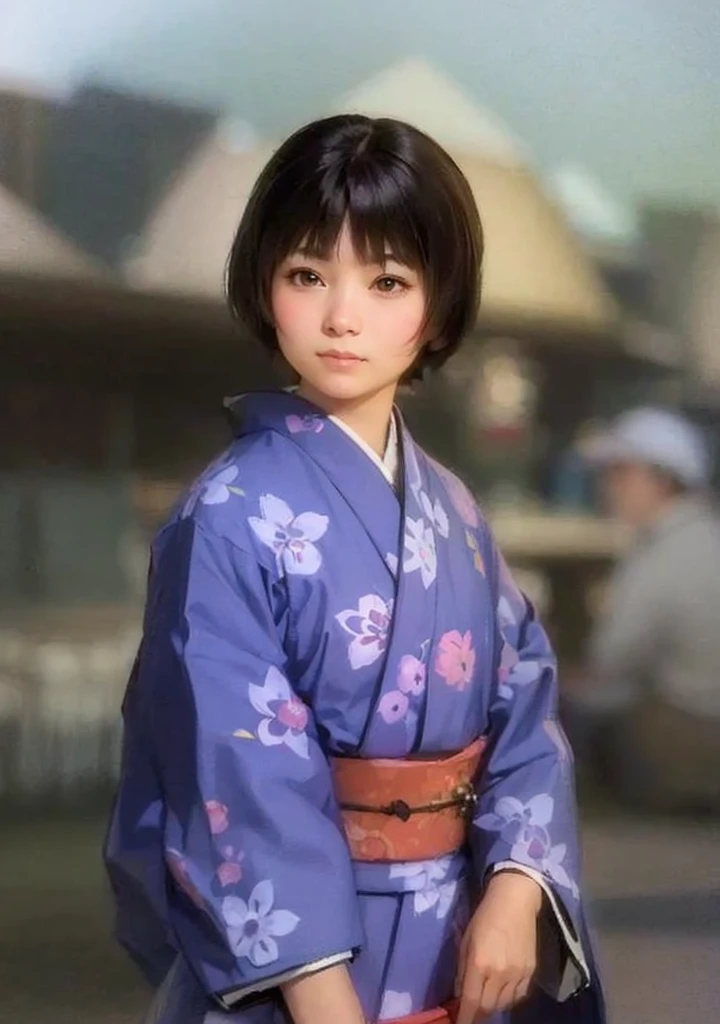 Close-up of a girl wearing a kimono, Beautiful character drawings, Painted in an anime artist's studio, Created by Anime Painter Studio, Traditional Japanese concept art, Anime realism style, inspired by Kaii Higashiyama, Adorable digital painting, Realistic cute girl drawing, inspired by Matsumura Goshun