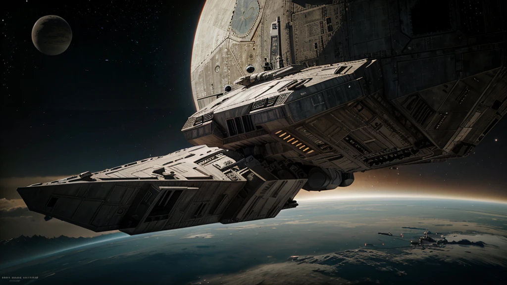 Star Wars imperial star destroyer, ultra realistic, 4k wallpaper, planet in background