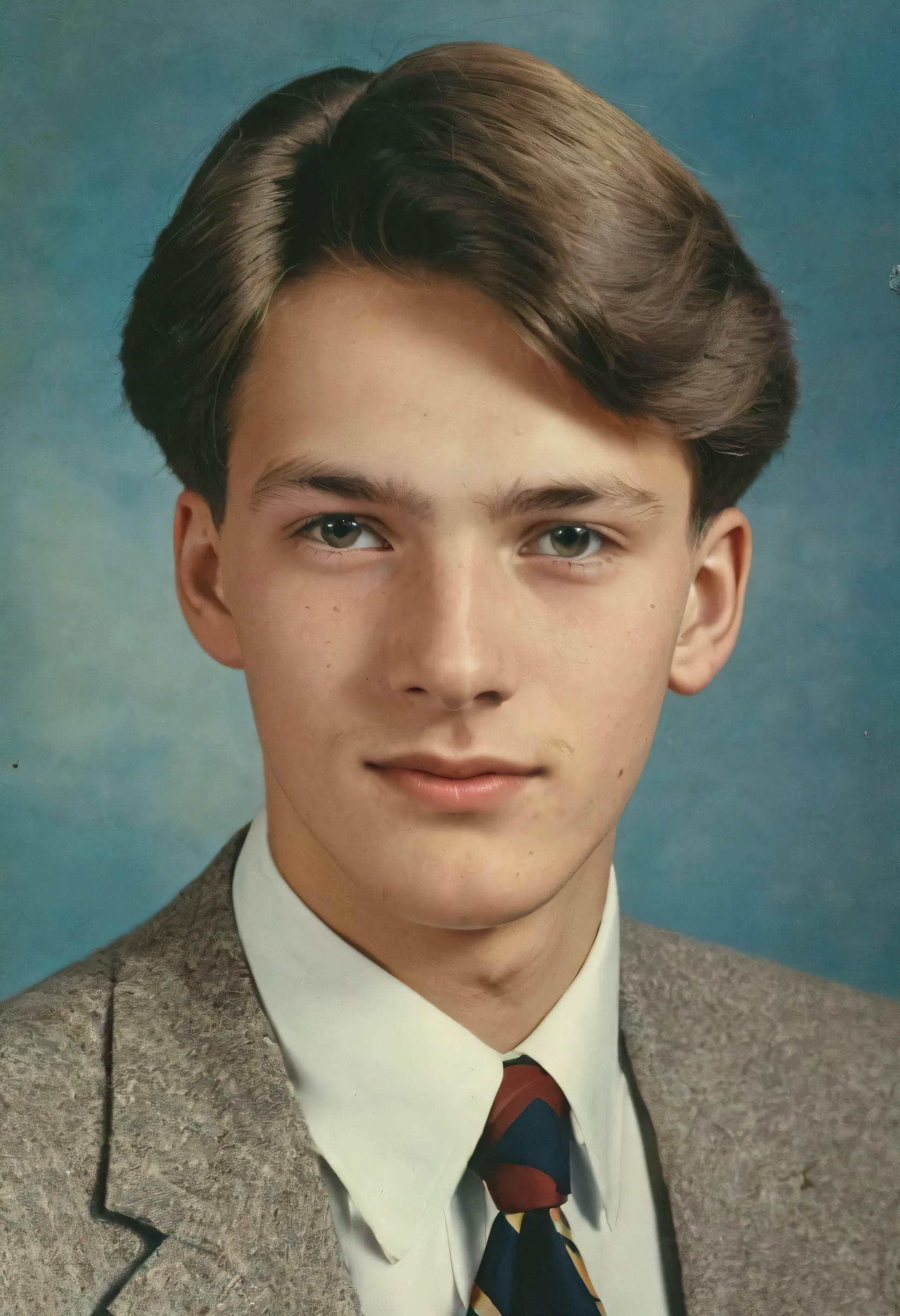 color photo. Male 20 years old. Portrait photo from a graduation album in the USSR in the 1980s Highly detailed