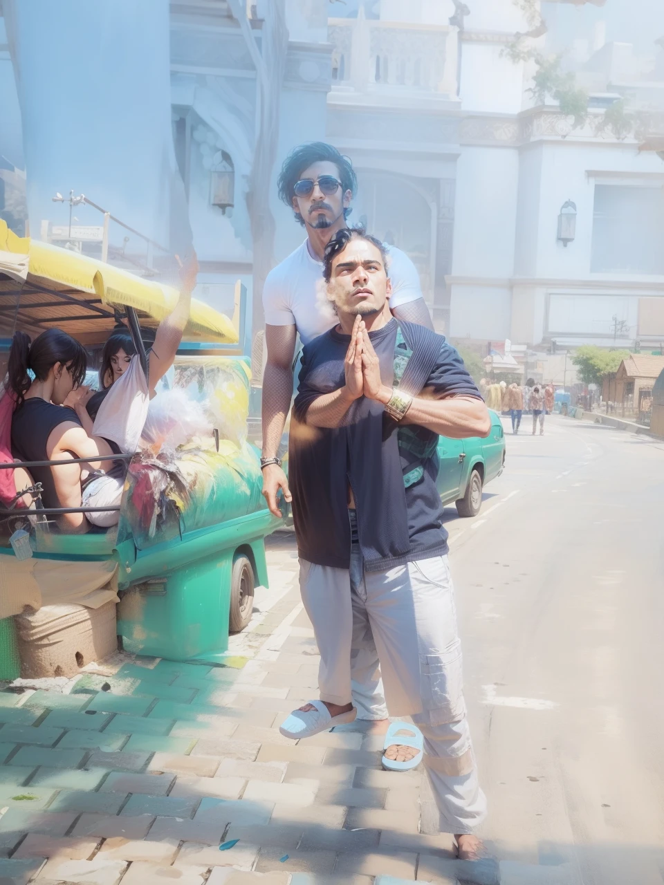 animated background, cool dude , Indian guy , no beard , muscular body