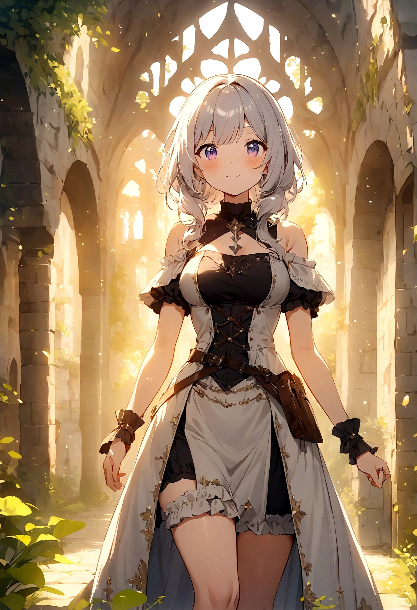 (masterpiece:1.2),(anime),1girl,(Medieval Background),Fantasy,cute,Light Effects