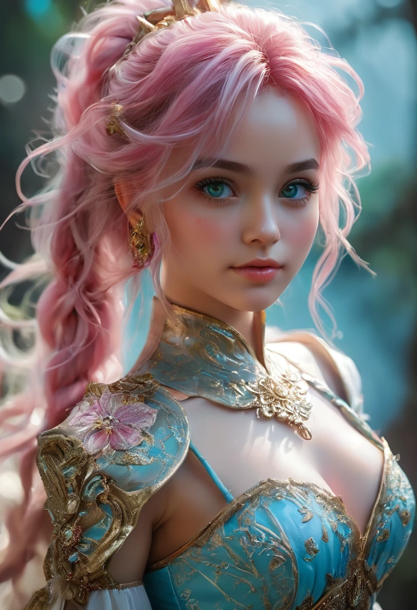 (best quality,4k,8k,highres,masterpiece:1.2), ultra-detailed, (realistic,photorealistic,photo-realistic:1.37),(we-000020:1.2), (ultra photoRealistic:1.3),  the highest quality, ((Realistic)), high quality, Super detailed, ((Realistic beautiful face)), ((Realistic skin texture)), ((Realistic toned body)), ((Sexy pose)) (the highest quality:1.1), (figure:1.05), (One dark elf girl:1.05), (cute:1.05), (Beautiful fine details:1.05), (Cinematic Light:1.1), Light blue highlights, Pink hair all over, One girl, cute tyrant portrait, Aqua Hair, hyper detailed bright eyes, long eyelashes, White Dress, Temple, Viewer forest warcraft landscape view,  (detailed dark skin:1.4)
