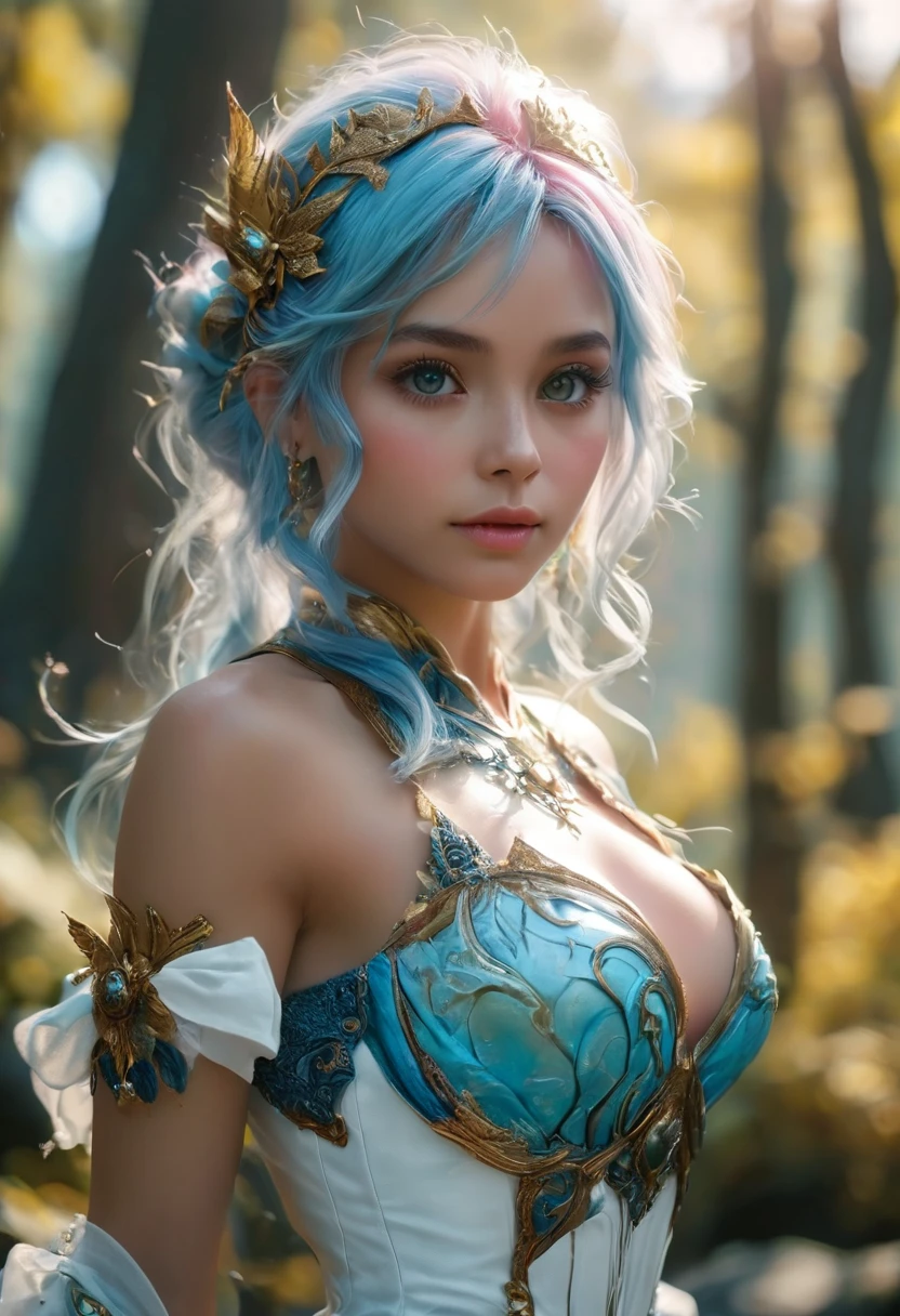 (best quality,4k,8k,highres,masterpiece:1.2), ultra-detailed, (realistic,photorealistic,photo-realistic:1.37),(we-000020:1.2), (ultra photoRealistic:1.3), the highest quality, ((Realistic)), high quality, Super detailed, ((Realistic beautiful face)), ((Realistic skin texture)), ((Realistic toned body)), ((Sexy pose)) (the highest quality:1.1), (figure:1.05), (One dark elf girl:1.05), (cute:1.05), (Beautiful fine details:1.05), (Cinematic Light:1.1), Light blue highlights, Pink hair all over, One girl, cute tyrant portrait, Aqua Hair, hyper detailed bright eyes, long eyelashes, White Dress, Temple, Viewer forest warcraft landscape view, (detailed dark skin:1.4)