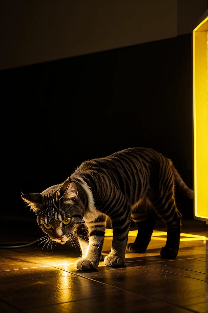 Cat vector with yellow light