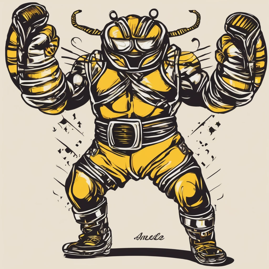 image , High quality , abeille cartoon ,gants de boxe