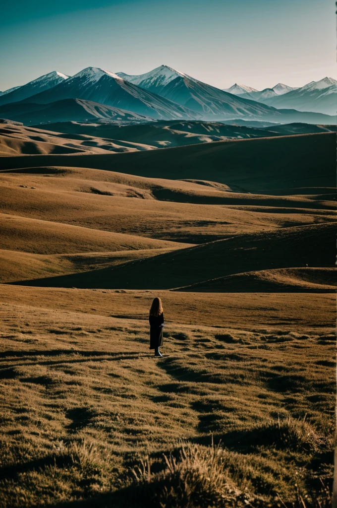 Woman, loneliness, sad landscape