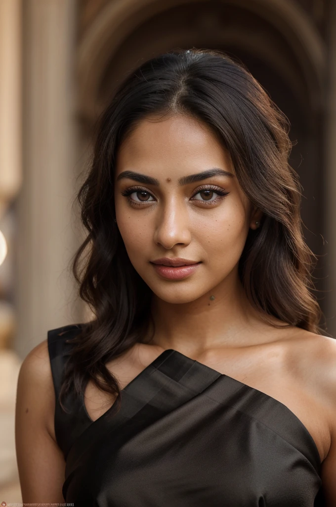 best quality,4k,8k,highres,masterpiece:1.2),ultra-detailed,(realistic,photorealistic,photo-realistic:1.37)hot girl, tan girl, with attractive facial features,beautiful detailed eyes,beautiful detailed lips,extremely detailed eyes and face,longeyelashes,tan skin tone and wearing a black wedding saree
