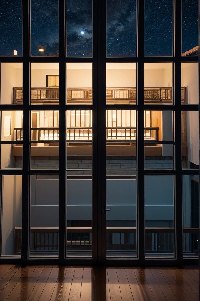 Pixel Art,Third floor interior,Night outside the window