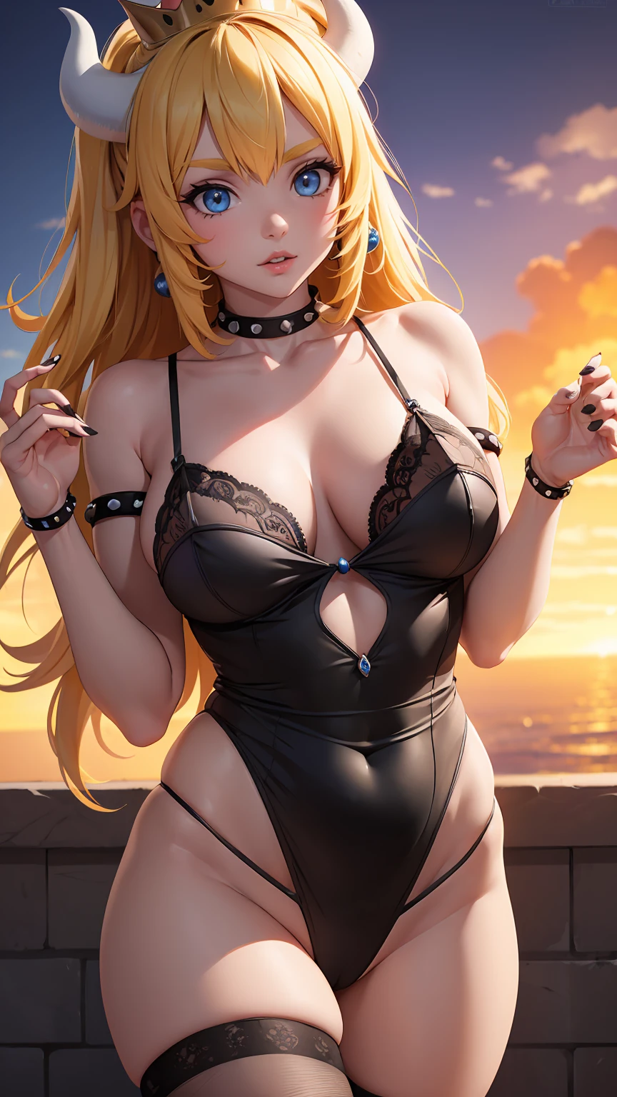 (best quality). (Ultra Detalhado). (1girl), Olhando para o Viewer. (Antecedentes detalhados). belos olhos detalhados. rosto delicado e bonito. (high saturation), seios grandes, droopy breasts, black lingerie