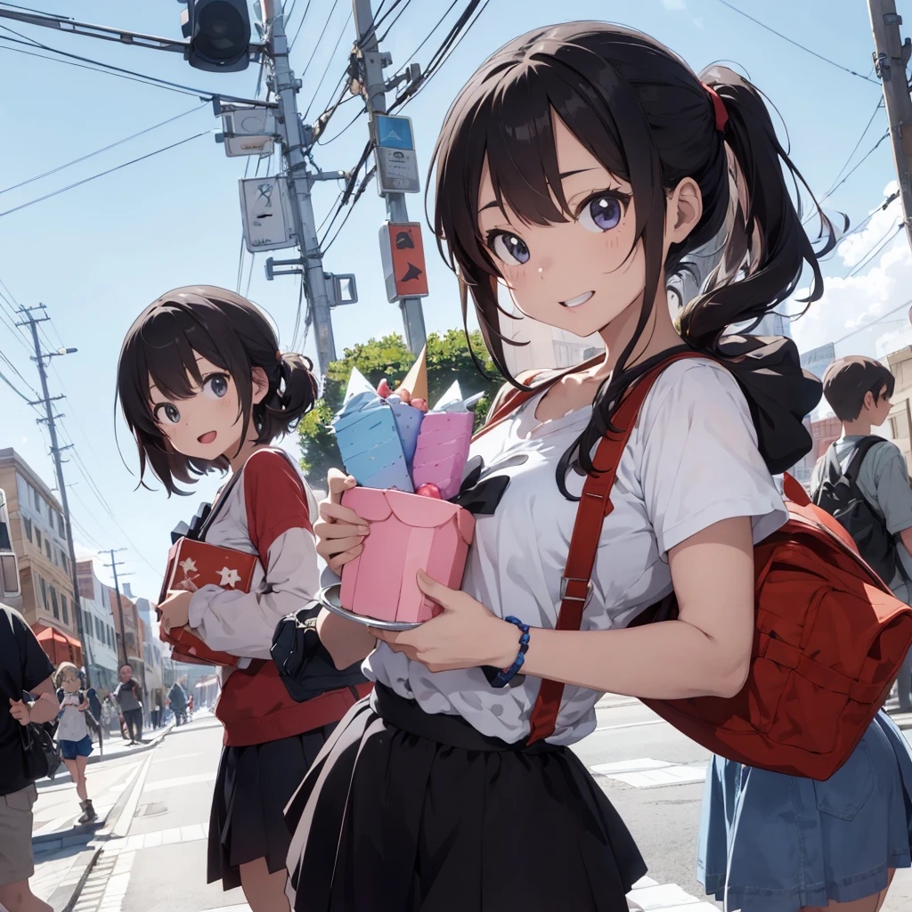 anime girl celebrate birthdays and carrying a birthday cake alone