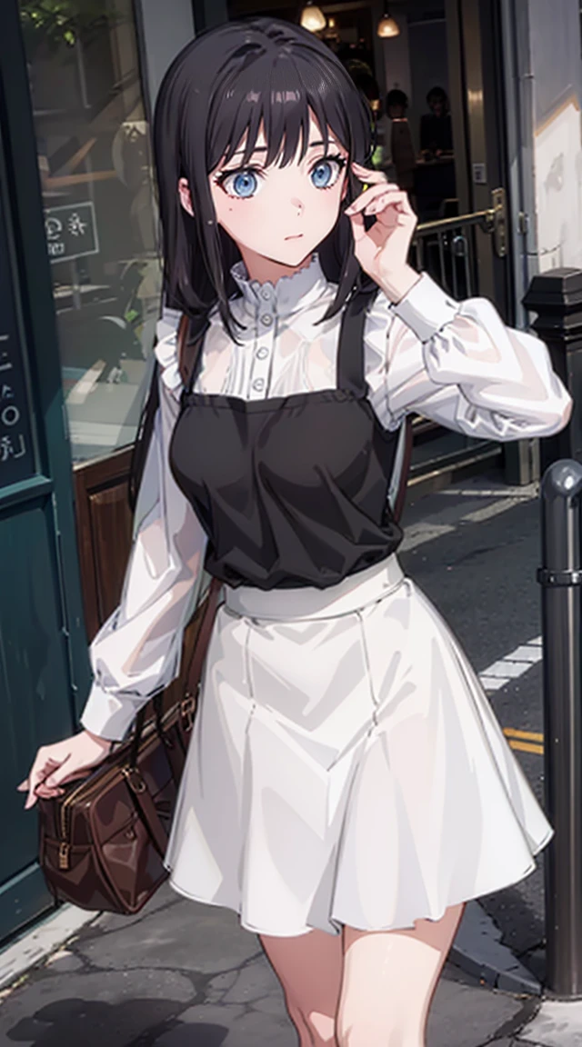 One Girl、Laughter、fun! shirt、Skirt、(Small Tits)Pinafore、dress、Hair decoration aids、White costume、