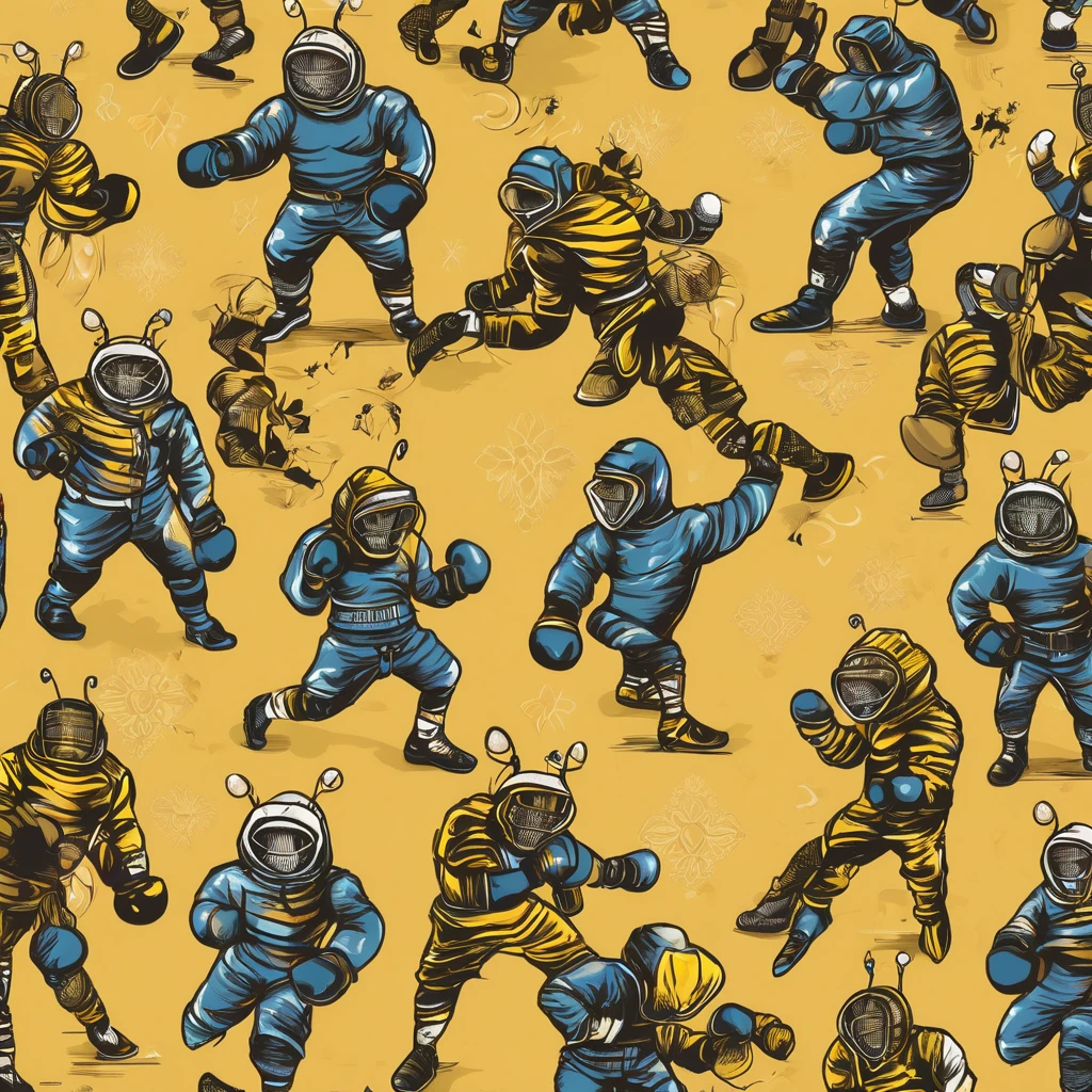 image haute qualité , abeille , cartoon , gants boxe ,ring , boxing