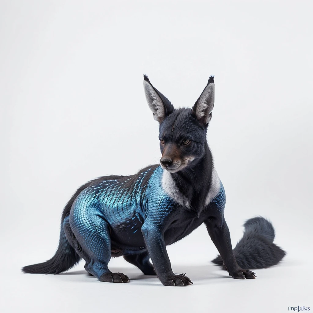 this illustration of male person, anthro junior fox is wearing green shiny rubber bodysuit, and green shiny rubber full-face head, shiny, white background, in furry art style, sleek, yellow eyes