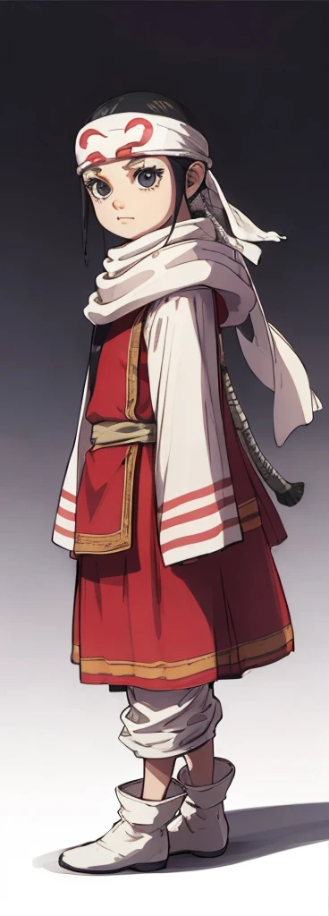 Extremely beautiful cutte kid 10yearl old kid kid body extremely detailed clothing expensive cowl bandana on forehead profile image full body image style girly face side view girl looking at me ultra cute face kid extremely detailed face extremely detailed facial detailed
