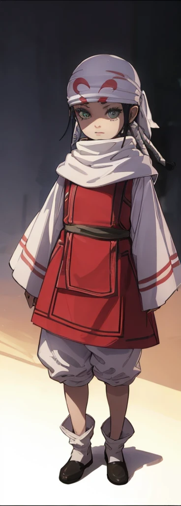 Extremely beautiful cutte kid arl old kid kid body extremely detailed clothing expensive cowl bandana on forehead profile image full body image style girly face side view girl looking at me ultra cute face kid extremely detailed face extremely detailed facial detailed