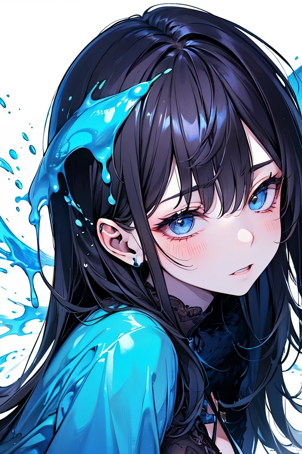 girl,(close up of face),NSFW,((sticky liquid dripping)),((Climax、Cramp:1.2)),((Angle from the front:1.3)),((Slime SEX))