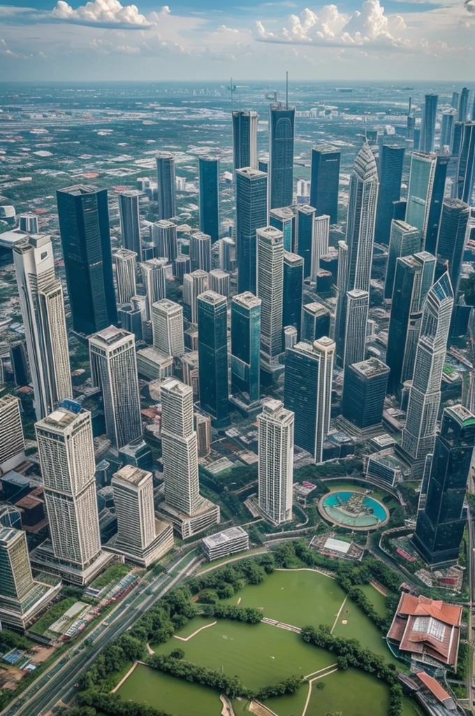 Lukiskan suasana rumah kampung di tengah kota KLCC
