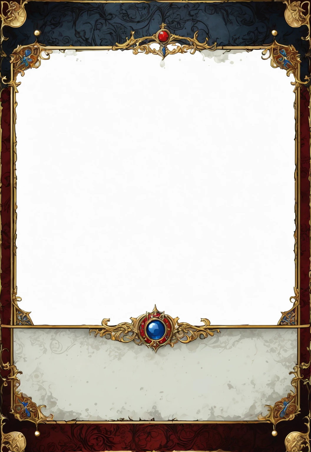 A card border UI,Medieval European aristocracy design,Dark Style,There are blood stains on the parchment backing.。
