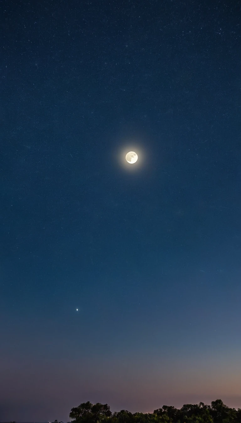 Moon and stars in night sky