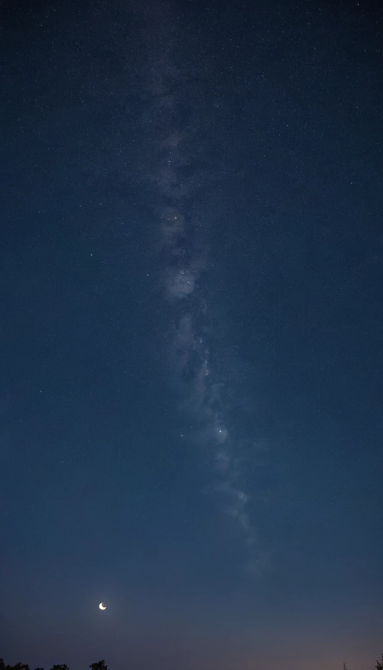 Moon and stars in night sky