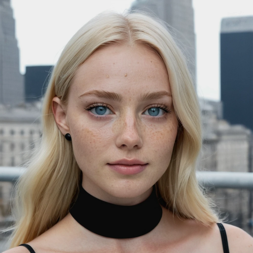 (Skin Texture, pores, natural,iPhone,RAW)), (blonde hair: 1.3) natural lighting,Highest Quality full body photo of a stunning woman blue eyes, freckles ,black thin choker, Nikon Z9, realistic matte skin,  blurry city in the background, 8K, symmetric,  Negative prompt: ugly, deformed, airbrushed, photoshop, rendered, (multiple people), blurry, cleavage, red lipstick, 
Steps: 30, Size: 1024x1024, Seed: 359619618, Model: juggernautXL_v7Rundiffusion, Version: v1.7.0, Sampler: DPM++ 2S a Karras, CFG scale: 5.5, Model hash: 0724518c6b, "krfroseth_xl_1_standard_merger_14_90_02_08: 5b5439b0311c"