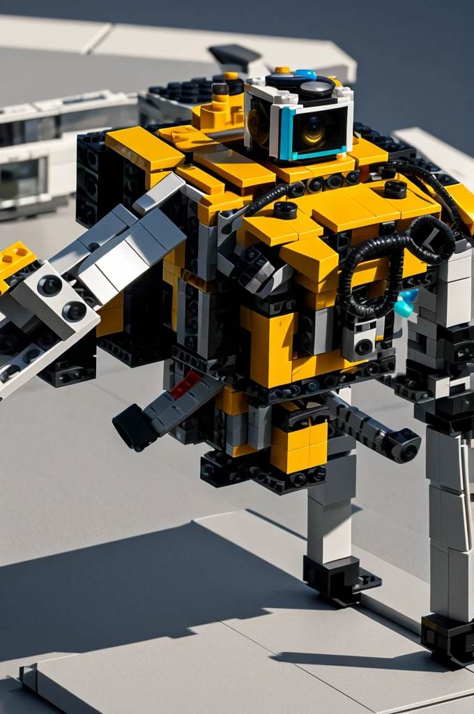 Genera un dibujo con una perspectiva desde arriba de un robot mindstorms nxt 2.0 de lego