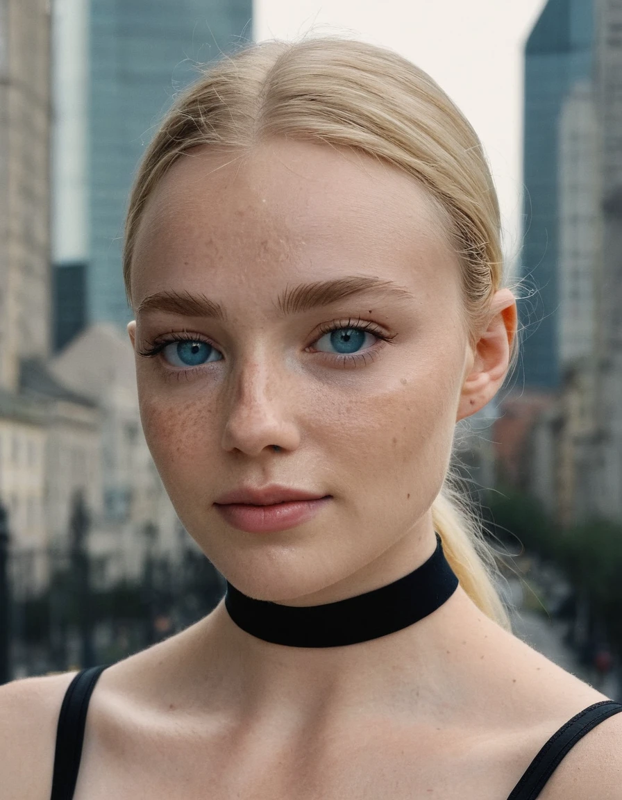 (Skin Texture, pores, natural,iPhone,RAW)), (blonde hair: 1.3) natural lighting,Highest Quality full body photo of a stunning woman blue eyes, freckles ,black thin choker, black top, Nikon Z9, realistic matte skin, blurry city in the background, 8K, symmetric, Negative prompt: ugly, deformed, airbrushed, photoshop, rendered, (multiple people), blurry, cleavage, red lipstick,
Steps: 30, Size: 1024x1024, Seed: 359619618, Model: juggernautXL_v7Rundiffusion, Version: v1.7.0, Sampler: DPM++ 2S a Karras, CFG scale: 5.5, Model hash: 0724518c6b, "krfroseth_xl_1_standard_merger_14_90_02_08: 5b5439b0311c"