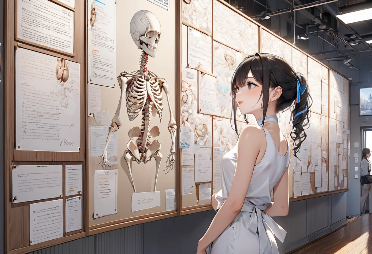 panoramic view, (message board is writen "30,000"), perfect anatomy, masterpiece, best quality, 16k, beautiful detailed grow, daydreaming expression.