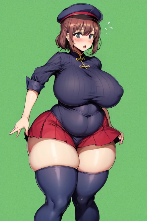 One Girl,Precise five fingers、{Knee-high socks}、(((Wide Hips)))、 (((Plump thighs)))、((Big Ass))、(Big Breasts) Embarrassed look,Short Stack、whole body、Sexy pose。Mini skirt cheongsam