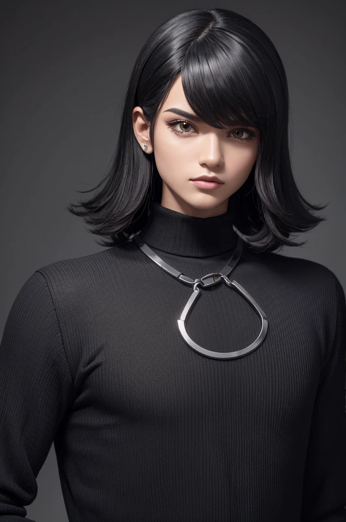 Um personagem de Roblox de terno preto e cabelos brancos