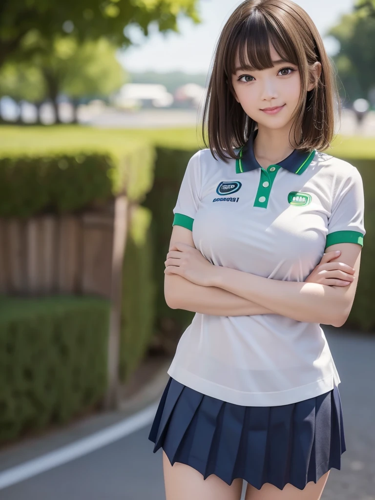 top-quality, masutepiece, High Definition, 16k image, Beautiful junior high school student､ (((Hidden Face))), (Slender), gigantic breasts, Constricted waist, Looking away, (((field day))), ((gym uniform, buruma, gym shirts)), 爆乳,