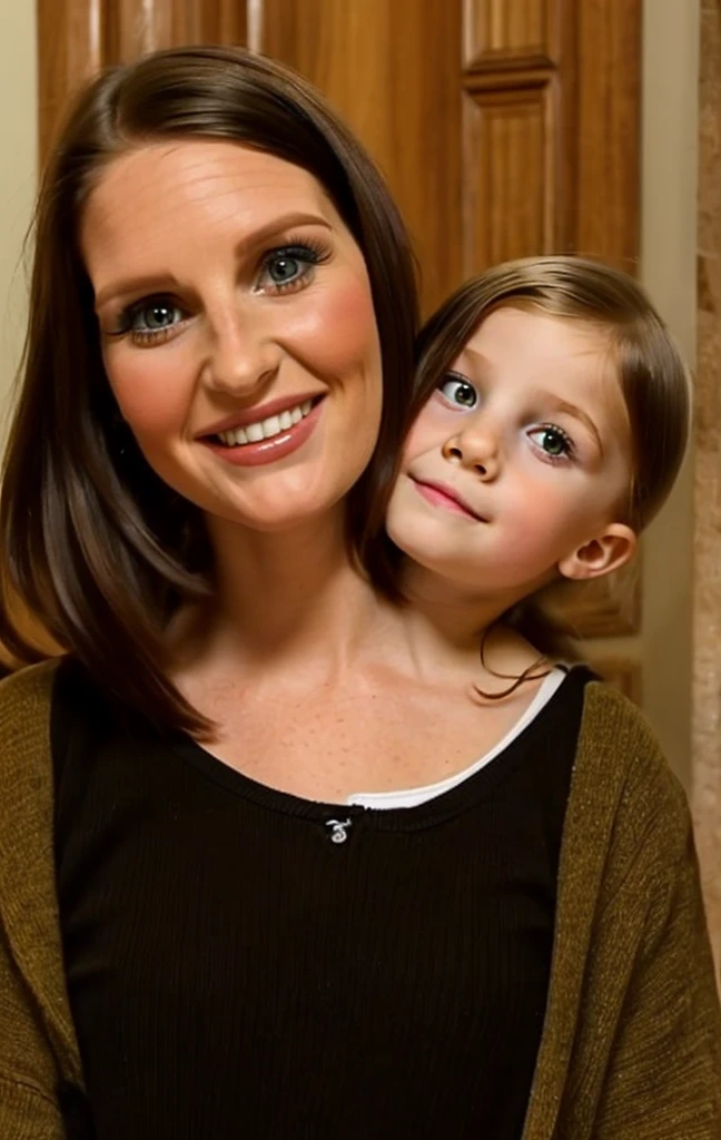2heads, two headed girl, (one head30 year old woman:1.5), (one head 5 year old girl:1.5), (female:1.5)