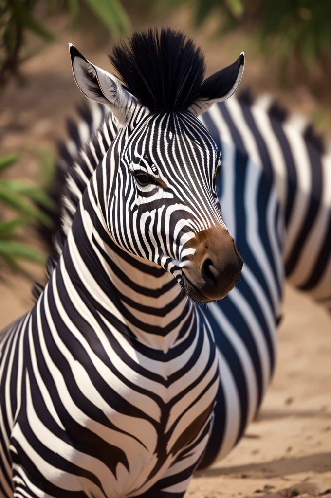 Criar uma zebra para desenho , with characteristics of being courageous and adventurous