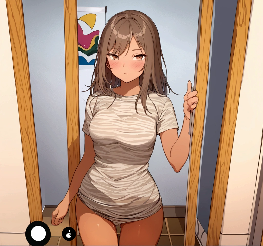 Perverted girl makes perverted faces in her bathroom mirror