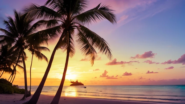 There is a view of a beach with palm trees and a body of water, tropical landscape, tropical beach paradise, tropical beach, on a tropical beach, beautiful tropical island beach, tropical location, beautiful breathtaking beach, beach and tropical vegetation, palm trees on the beach, tropical climate, atmosphere, tropical scenery, beach landscape, beautiful beach, tropical paradise,Hawaii
