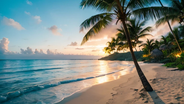 There is a view of a beach with palm trees and a body of water, tropical landscape, tropical beach paradise, tropical beach, on a tropical beach, beautiful tropical island beach, tropical location, beautiful breathtaking beach, beach and tropical vegetation, palm trees on the beach, tropical climate, atmosphere, tropical scenery, beach landscape, beautiful beach, tropical paradise,Hawaii 