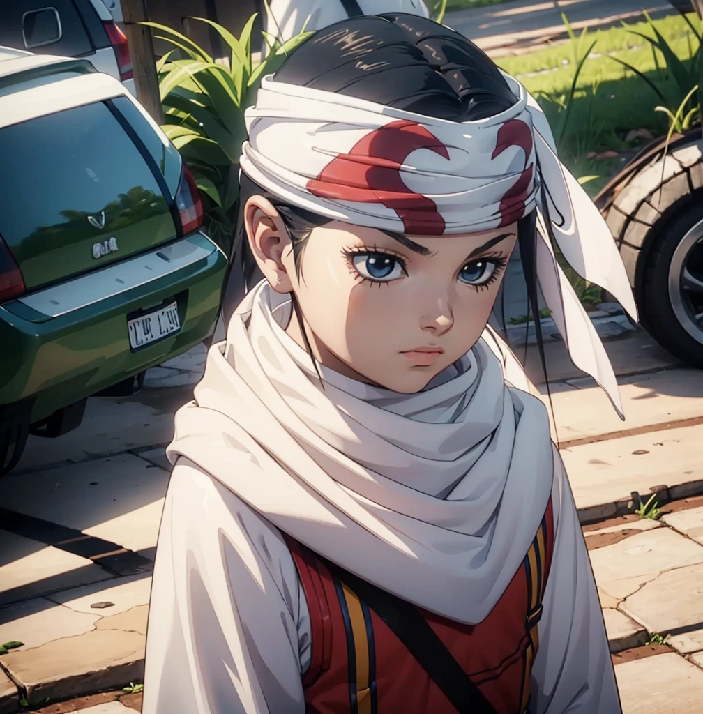 Beautiful kid face quality clothing Extremely beautiful cute kid 7ar old kid kid body extremely detailed clothing expensive cowl bandana on forehead profile image full body image style beautiful kid face side view ultra cute face kid beautiful kid kid like face different views