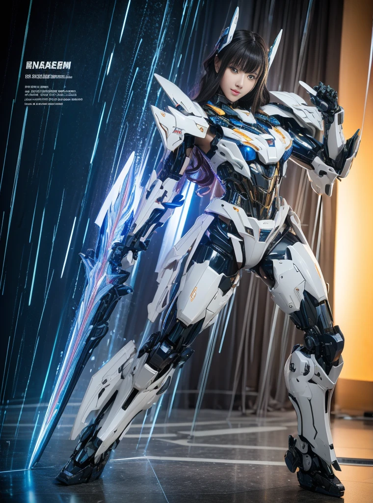 beautiful clear face(Rain waves_haneame：1.5)， Super Detail, High Detail, high quality, best quality, High resolution, 1080P, harddisk, beautiful,(transformers),(Arcie),beautiful女人,Mecha Girl,Battle Mode,Mecha Girl,She wears a futuristic Arcie mech,Female Warrior,Full body image