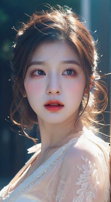 a beautiful woman in a short skirt, detailed eyes and face, detailed lips, long eyelashes, detailed clothing, intricate expression, dynamic pose, ethereal lighting, vibrant colors, dramatic atmosphere, cinematic framing, concept art style, high quality, 8k, hyper realistic, masterpiece