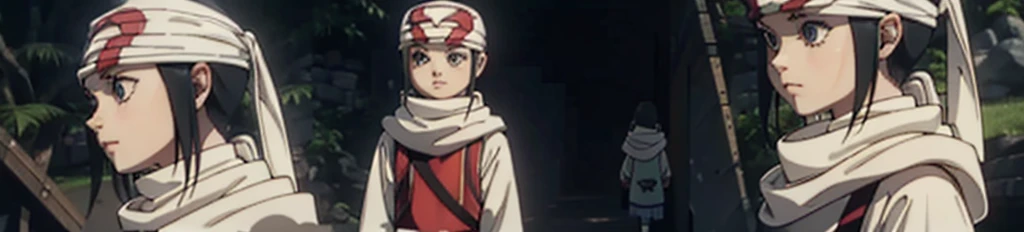 Beautiful kid face quality clothing Extremely beautiful cute kid 7year old kid kid body extremely detailed clothing expensive cowl bandana on forehead profile image full body image style beautiful kid face side view ultra cute face kid beautiful kid kid like face different views