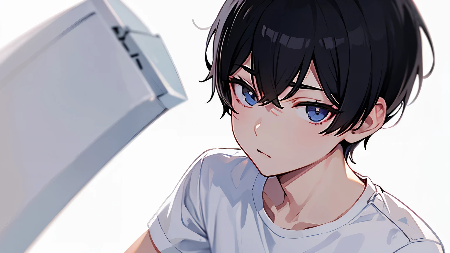 white background, alone, look at viewer, short hair, shirt, black hair, 1 boy, shirtแจ็กเกต, focus man