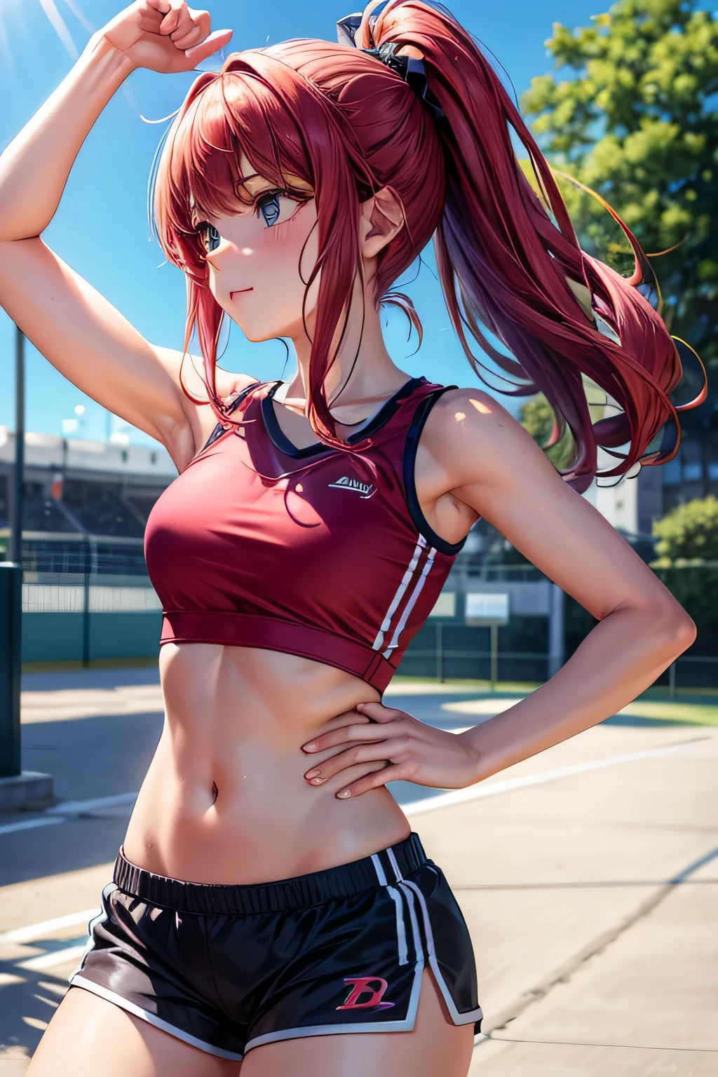 girl in sport shorts and sport bh