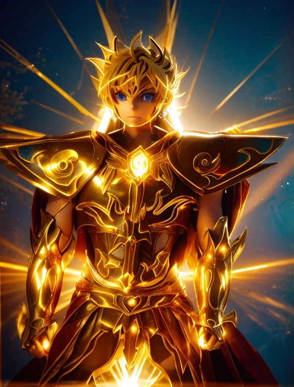 1.boy, saint seiya armor, blue and golden, beautiful light effects, vibrant colors, beautiful armor decourations, uhd, masterpiece,