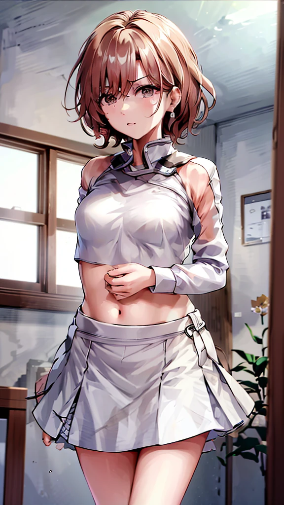 Misaka Mikoto Blushing, Highest quality, Brown Hair, chest, 大きなchest, Open your mouth a little,