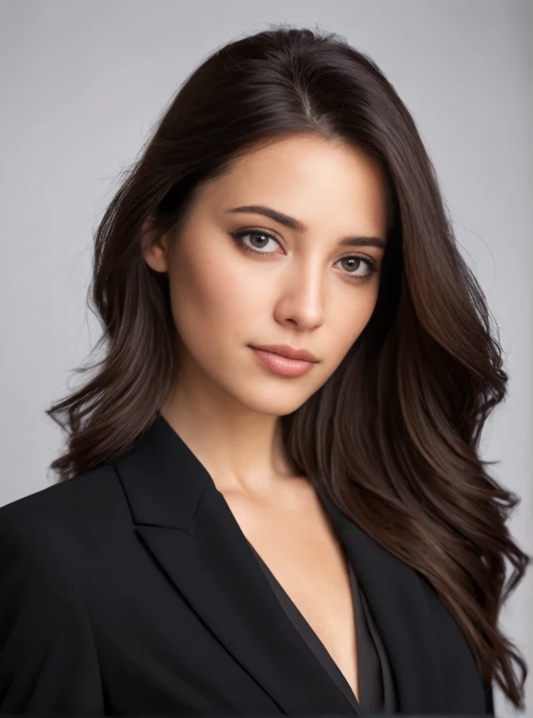high quality portrait of a business woman, middle angle, makeup business, professional linkedin profile picture