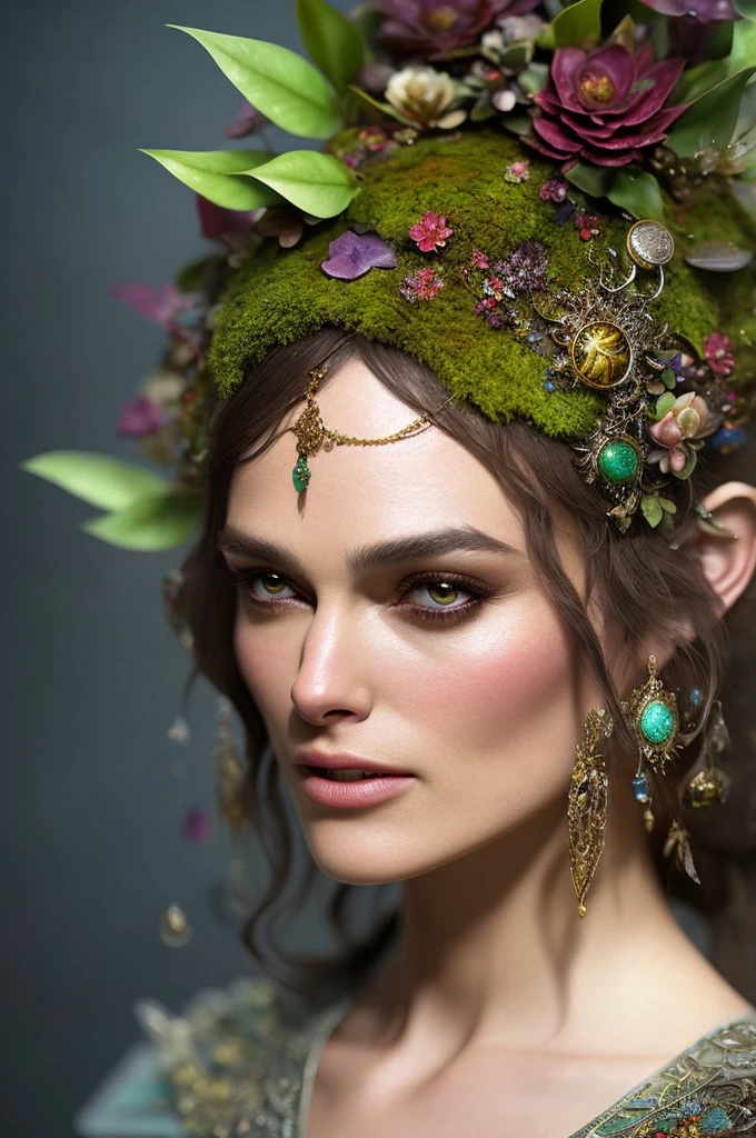 Looks like Keira Knightley, Closeup of a Surreal moss Elf with pointy ears in the styles of Ernst Haeckel, Arthur Rackham, Roger Dean, Jeff Wall, by Wolfgang Tillmans, Brooke Shaden $etching drawing illustration$ resin
detailed matte painting, deep color, fantastical, intricate detail, splash screen, complementary colors, fantasy concept art, 8k resolution trending on Artstation Unreal Engine 5