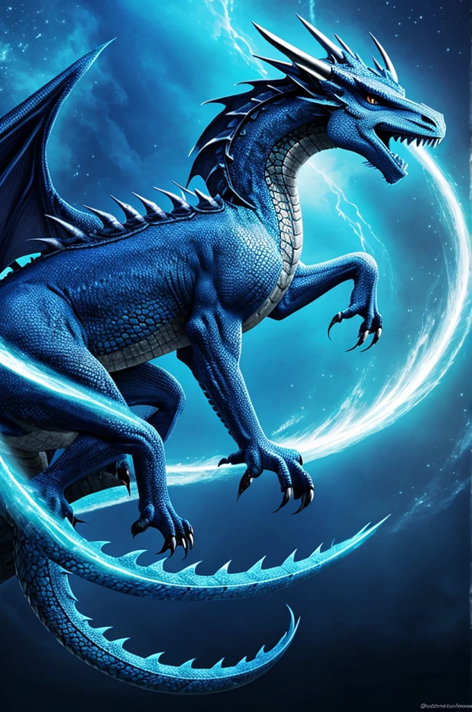 A beautiful, blue, and mystical dragon