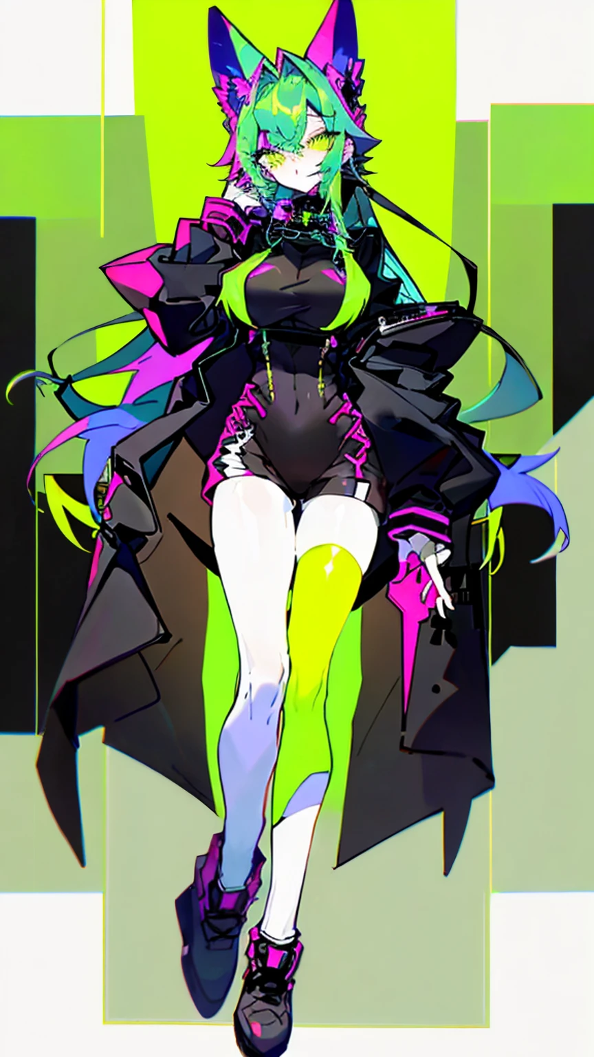 score_9, score_8_superior, score_7_superior, score_6_superior, woman, Wearing a green hoodie, Booty Shorts, Green fox ears, thick, Large Breasts, Dirty green hair, Long Hair, White eyes, Attention to detail, Fine grain, The background is a dark room, Have a sad look on your face
